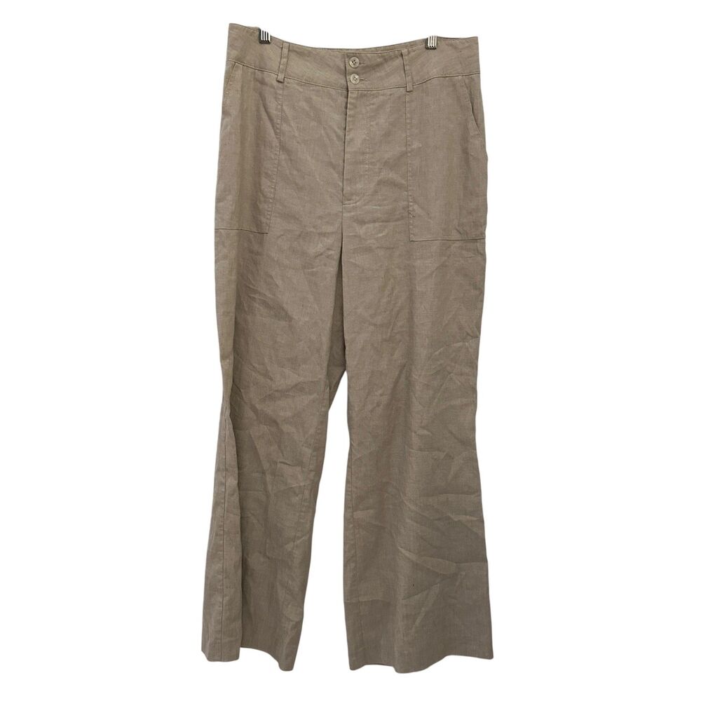 Antonio Melani Beige Linen Blend Wide Leg Pants with Pockets Size 12